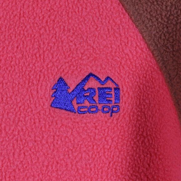 REI Co-op Fleece Pullover Youth Size Medium 1/2 Button Orange/Blue - Picture 3 of 4